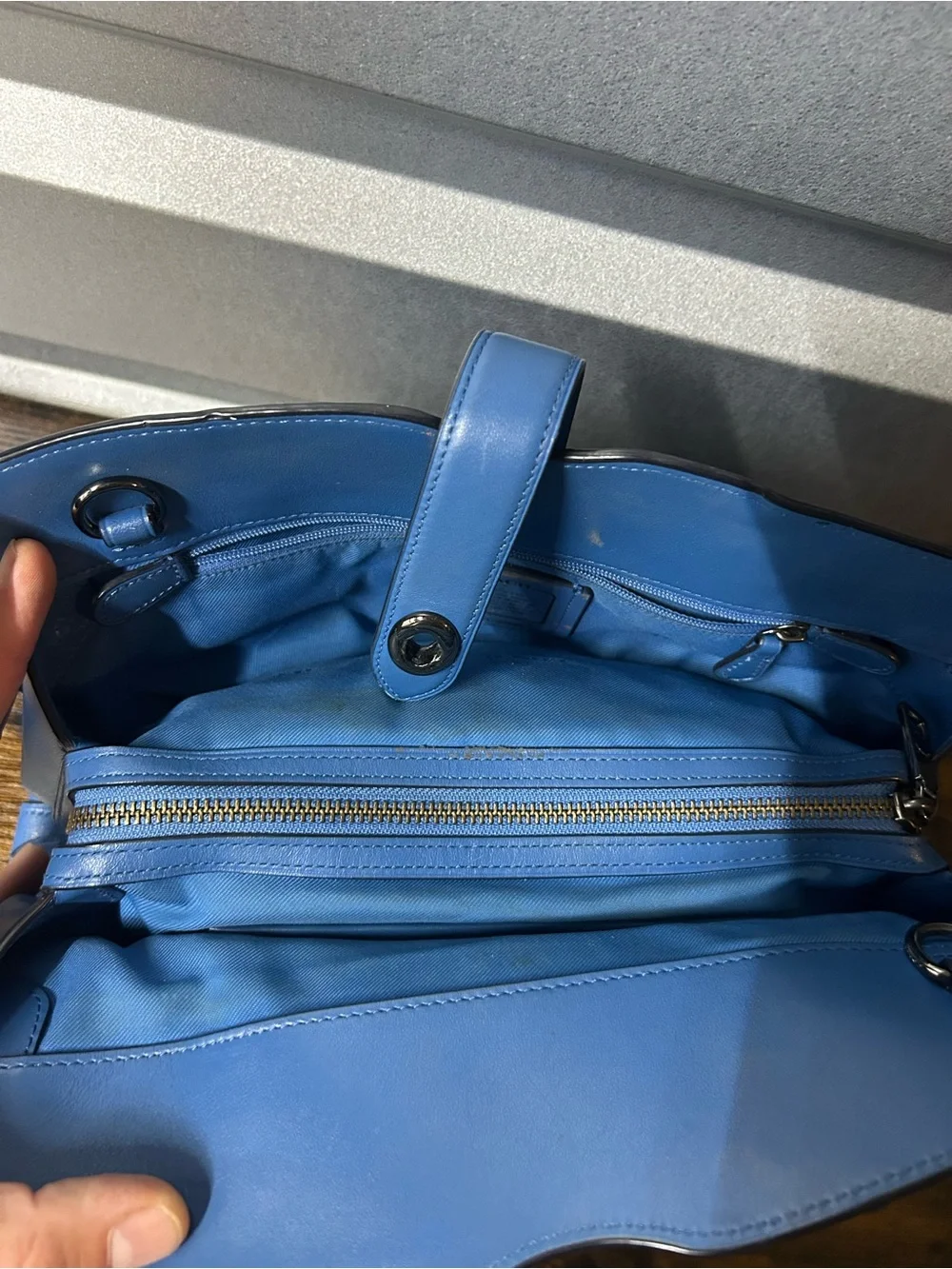 COACH MERCER Satchel/Handbag Purse Bag BLUE LEATHER - strap missing!